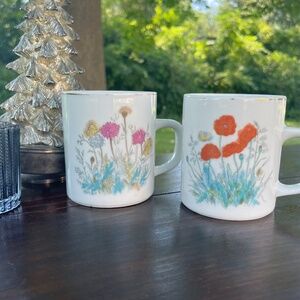 2 Vintage Porcelain Poppy Floral Mug Made in China